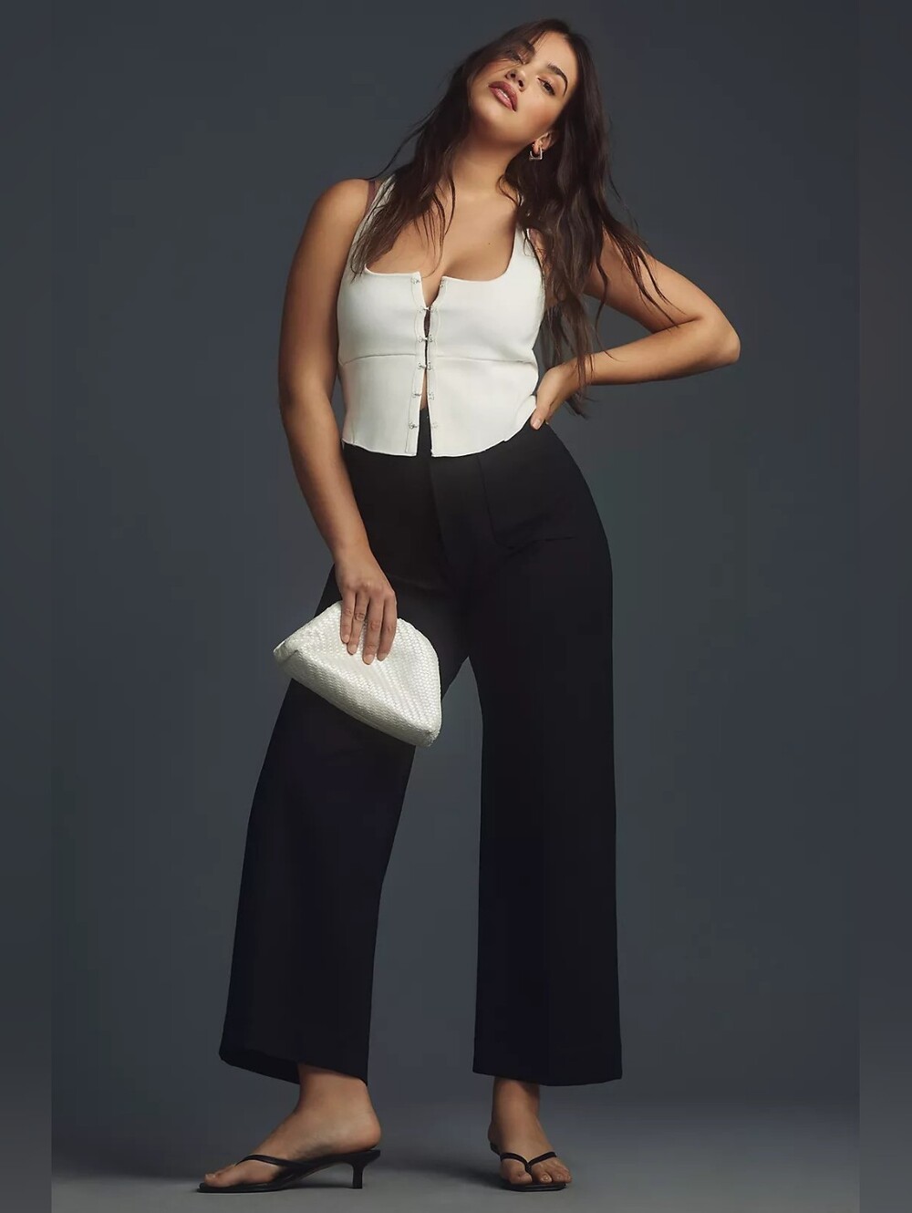 Maeve Anthropologie Colette Black Ponte Stretch Knit Wide Leg Cropped Pants